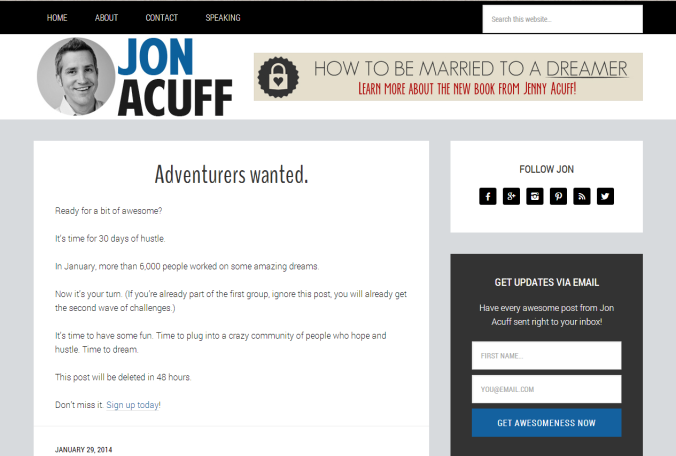 Jon Acuff: Adventurers Wanted